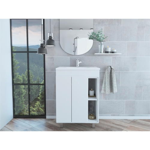 TUHOME 24" Meka Vanity White Engineered Wood Vanities in White
