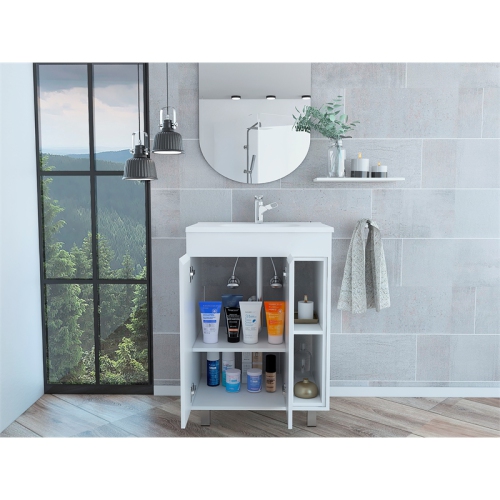 TUHOME 24" Meka Vanity White Engineered Wood Vanities in White