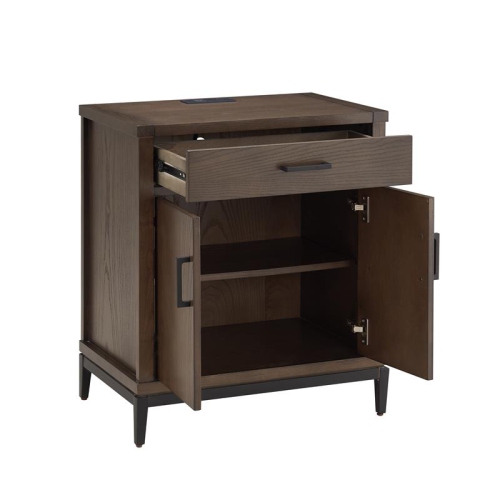 9079-GRMB Julien Assembled Nightstand Table with AC/USB in Coffee Bean/Black