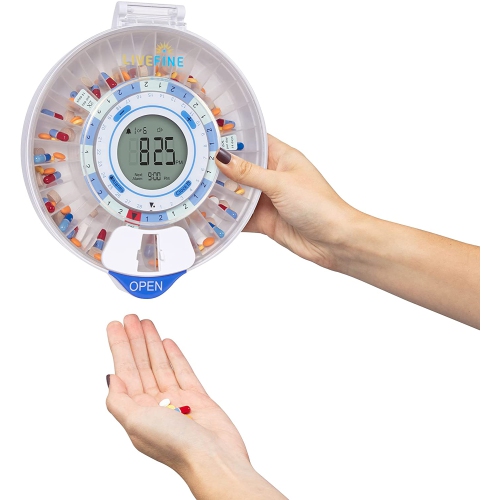 Distributeur de pilules automatique Smart avec Wi-Fi de LiveFine - couvercle transparent