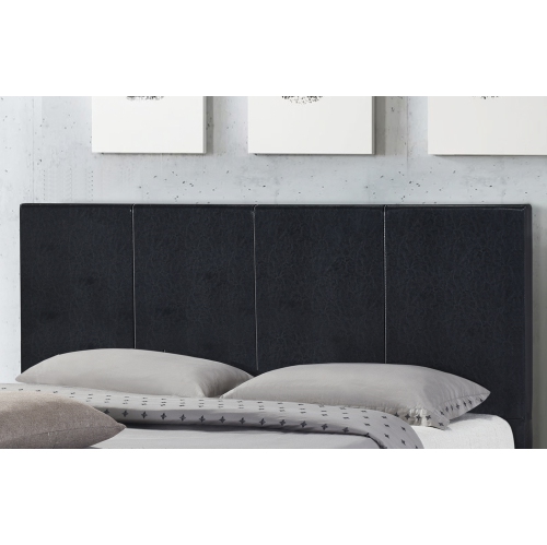 Très GRAND lit plateforme recouvert de similicuir Uptown noir en polyuréthane