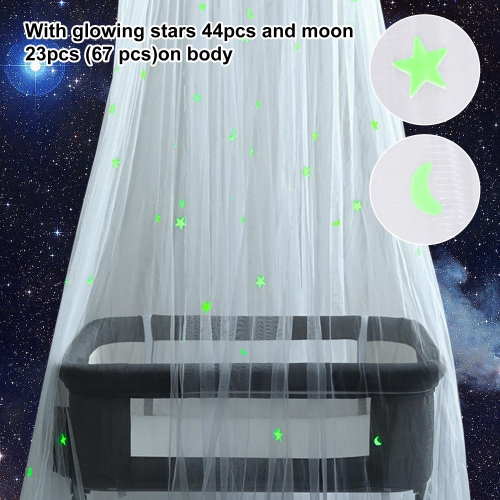 1.2-1.5 m Bed Canopy with Glow-in-Dark Stars Crib Mosquito Net for Girls Kids Bedroom use