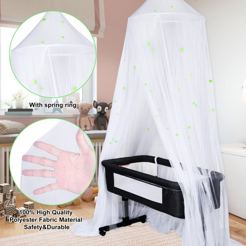 1.2-1.5 m Bed Canopy with Glow-in-Dark Stars Crib Mosquito Net for Girls Kids Bedroom use