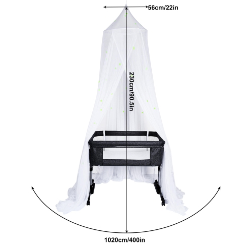 1.2-1.5 m Bed Canopy with Glow-in-Dark Stars Crib Mosquito Net for Girls Kids Bedroom use