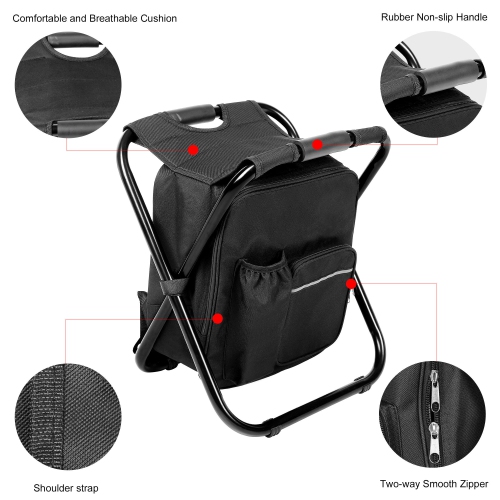 PHAT Lightweight Folding Backpack Cooler Chair, Portable Camping Stool for Outdoor Camping Fishing Hunting Hiking Rafting