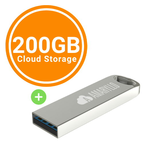 Amaryllo Artemis 200GB Cloud Flash Drive with Auto-Backup