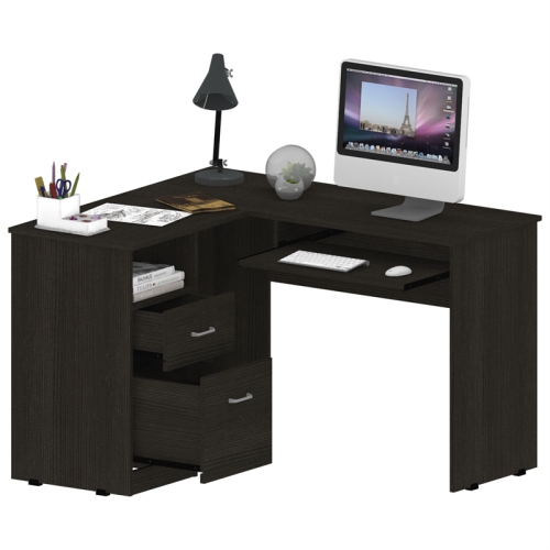 Tuhome Black Modern - Material -Engineered Wood Mix L-Shaped Desk