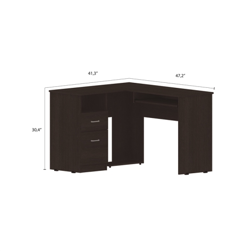 Tuhome Black Modern - Material -Engineered Wood Mix L-Shaped Desk