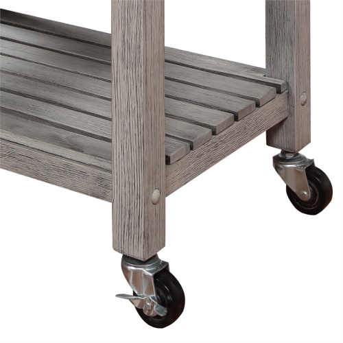 Ellaine Four-Tier Butcher Block Kitchen Cart w/ Drawer & Wine Rack in Gray Wood