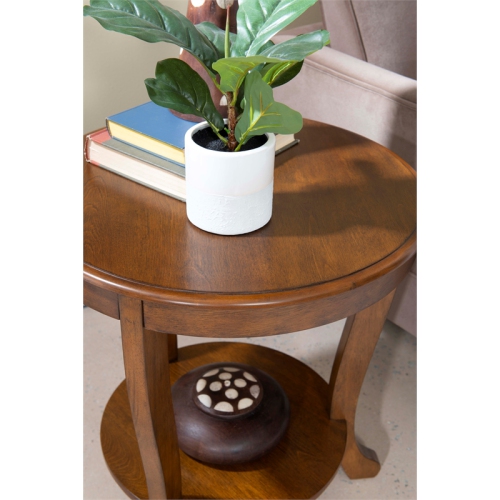 Pemberly Row Transitional Acacia Wood Accent Side Table in Hazelnut Brown