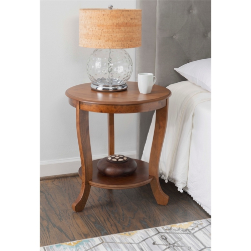 Pemberly Row Transitional Acacia Wood Accent Side Table in Hazelnut Brown