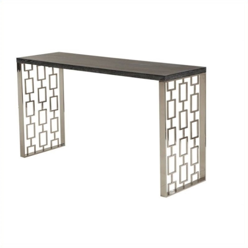 PEMBERLY ROW  Modern Metal Base Console In In Charcoal