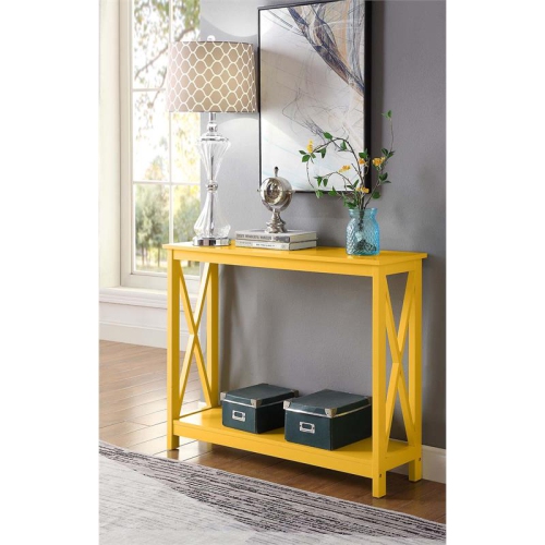 Convenience Concepts Oxford Console Table in Yellow Wood Finish