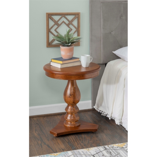 Pemberly Row Transitional Acacia Wood Accent Side Table in Hazelnut Brown