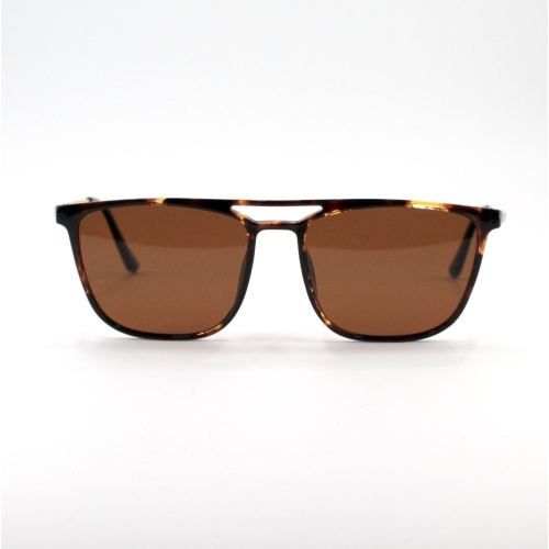 Shades X - Polarized Sunglasses | Model 8020 | Demi Amber Frame - Brown Lens