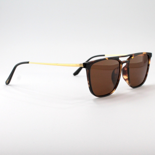 Shades X - Polarized Sunglasses | Model 8020 | Demi Amber Frame - Brown Lens