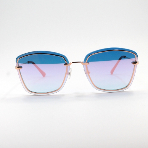 OTTIKA CANADA  Shades X - Uv Protection Sunglasses | Model 1804 | Rose Gold Frame - Mirror Lens In Blue