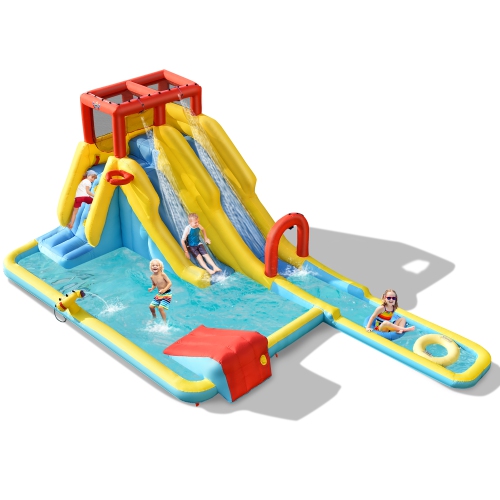 Image 1 of 10.. Costway 7 in 1 Inflatable Dual Slide Water Park Climbing Bouncer Without Blower