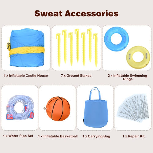 Costway 7 in 1 Inflatable Dual Slide Water Park Climbing Bouncer Without Blower