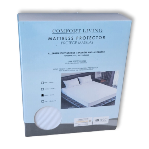 Cotton House - Waterproof Mattress Protector, Anti-Allergen Barrier, Queen Size, White