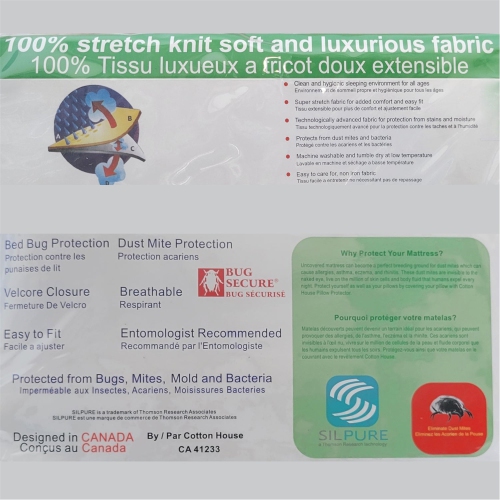 Cotton House - Mattress and Box Spring Cover, Triple Action Defense, Waterproof, Double Size, White