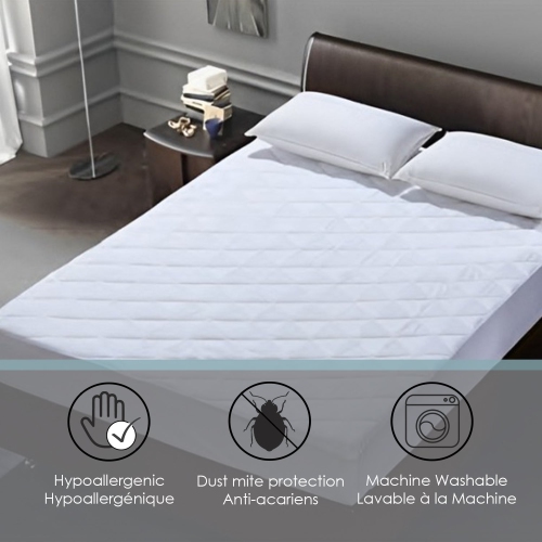 Cotton House - Quilted Mattress Cover, Waterproof and Hypoallergenic, Twin Size, White
