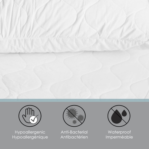 Coton House – protège-matelas piqué 100 % coton, imperméable et hypoallergénique, très grand lit, blanc