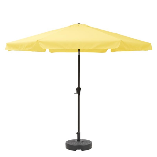 Parasol de patio rond de 10 pi en tissu jaune inclinable avec base ronde de CorLiving