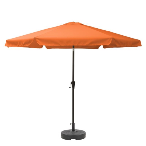 Parasol de patio rond de 10 pi en tissu orange avec base ronde inclinable de CorLiving