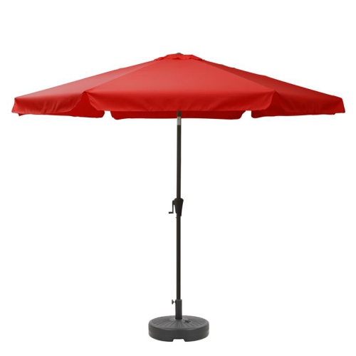 Parasol de patio rond de 10 pi en tissu cramoisi inclinable et base ronde de CorLiving