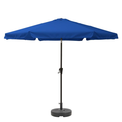 Parasol de patio rond inclinable en tissu bleu cobalt de 10 pi de CorLiving avec base ronde