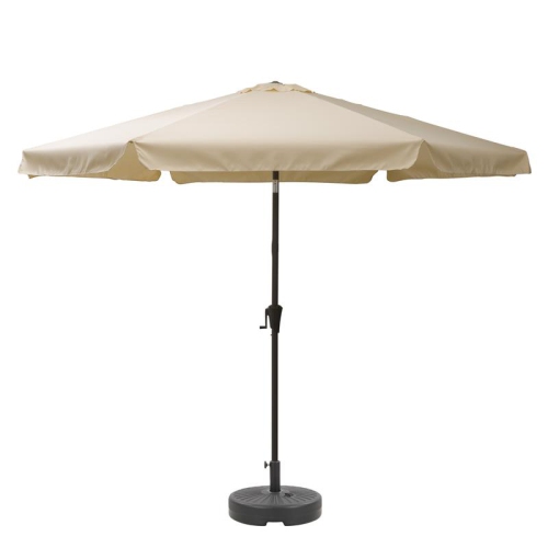 CORLIVING  10Ft Round Tilting Warm Fabric Patio Umbrella And Round Base In White
