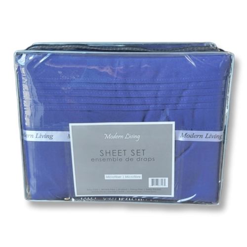 Cotton House - Microfiber Sheet Set, Wrinkle Free, King Size, Dark Blue