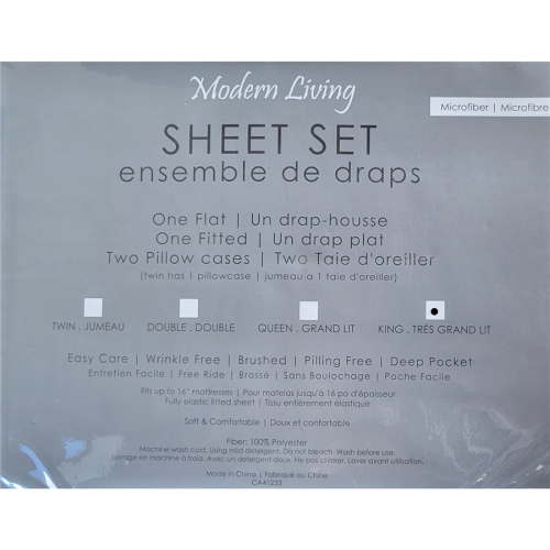 Cotton House - Microfiber Sheet Set, Wrinkle Free, King Size, Dark Blue