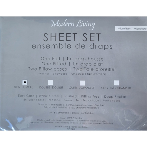 Cotton House - Microfiber Sheet Set, Wrinkle Free, Twin Size, Grey