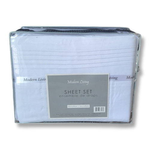 Cotton House - Microfiber Sheet Set, Wrinkle Free, Double Size, White