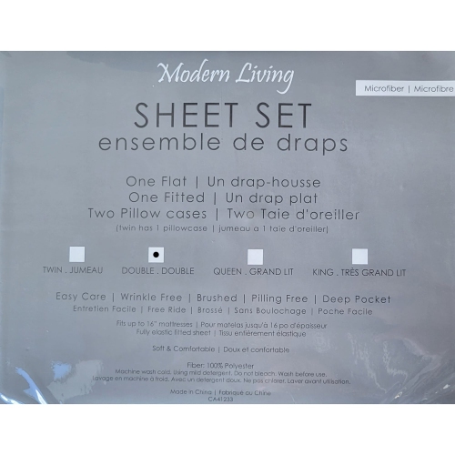 Cotton House - Microfiber Sheet Set, Wrinkle Free, Double Size, White