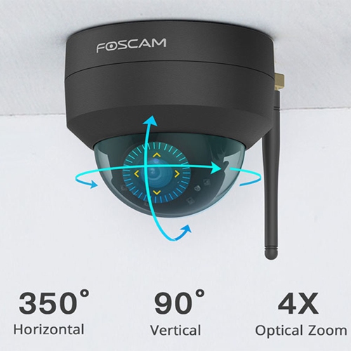 Foscam D4Z 4MP Dual Band Wi-Fi PTZ 4X Optical Zoom Dome IP Camera Black