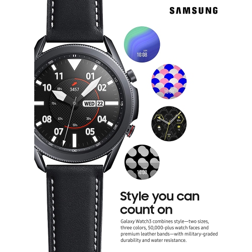 Refurbished Samsung Galaxy Watch 3 GPS + Cellular Unlocked LTE, 45mm Mystic Black Smartwatch SM-R845