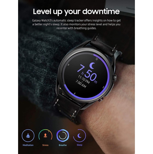 Refurbished Samsung Galaxy Watch 3 GPS + Cellular Unlocked LTE, 45mm Mystic Black Smartwatch SM-R845