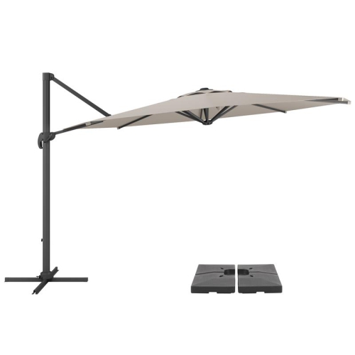 Parasol de patio en tissu Offset gris sable de 11,5 pi de CorLiving avec base