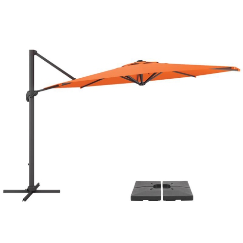 CORLIVING  11.5Ft Offset Fabric Patio Umbrella And Base In Orange We are very happy with our 11