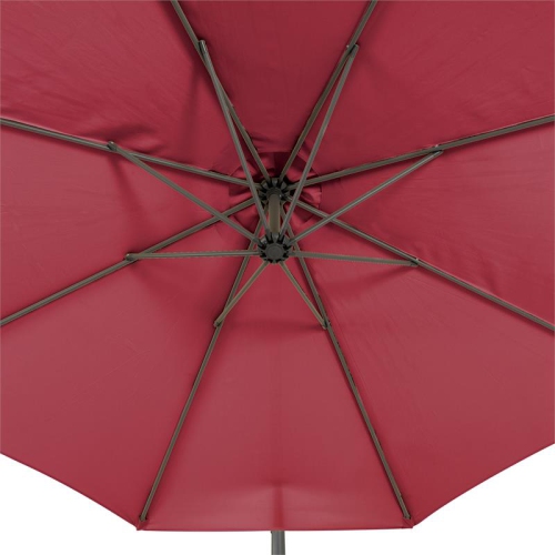 CorLiving 9.5ft Offset Wine Red Fabric Patio Umbrella and Base Weight