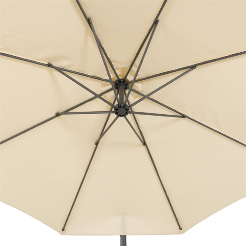 CorLiving 9.5ft Offset Warm White Fabric Patio Umbrella and Base Weight