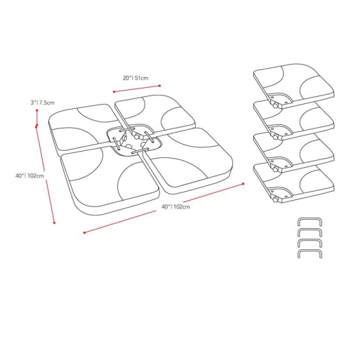 CorLiving 9.5ft Offset Turquoise Fabric Patio Umbrella and Base Weight