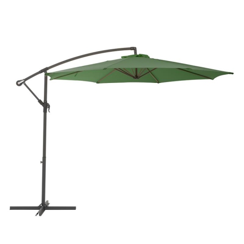 CorLiving 9.5ft Offset Green Fabric Patio Umbrella and Base Weight