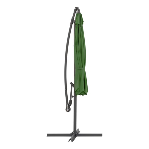 CorLiving 9.5ft Offset Green Fabric Patio Umbrella and Base Weight