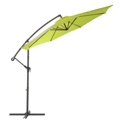 CorLiving 9.5ft Offset Lime Green Fabric Patio Umbrella and Base Weight