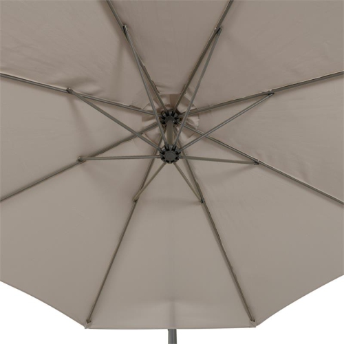 CorLiving 9.5ft Offset Sand Gray Fabric Patio Umbrella and Base Weight