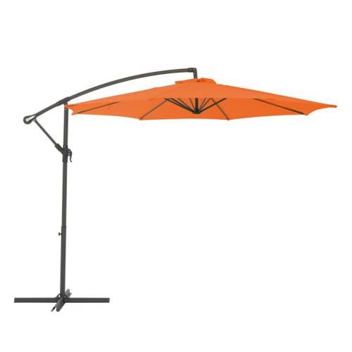 CorLiving 9.5ft Offset Orange Fabric Patio Umbrella and Base Weight